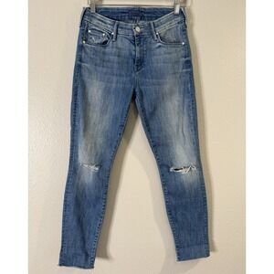 MOTHER Looker Ankle Fray After All These Years Distressed Skinny Jeans Size 27